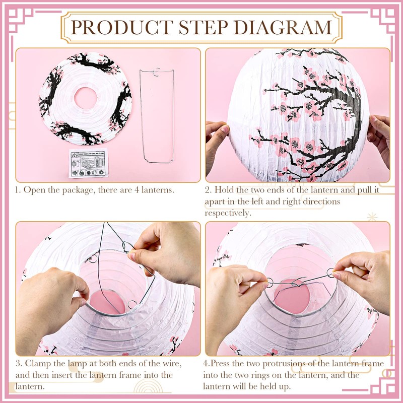 Tallew 12 Pcs Cherry Blossom Decor Set, Including 2 Chinese