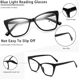 Viseng Fashionable Elegant Oversized Cat Eye Computer Reading Glasses for Women - Stylish and Durable Eyewear +2.5