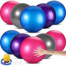 Jerify 10 Pcs 26 Inch Exercise Ball Pilate Ball Bulk for Pregnancy Labor Ball Workout Equipment with Pump and Plug for Chair Fitness Stability Balance Gym Birthing Home Support 330lbs (Multicolored)