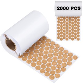 2000 Pcs 1/2" Self Adhesive Cork Pads Cabinet Door Bumper Dots Cabinet Door Protector Furniture Bumpers Cork Flooring 0.02" Thick for Crafts Drawer Table Coaster