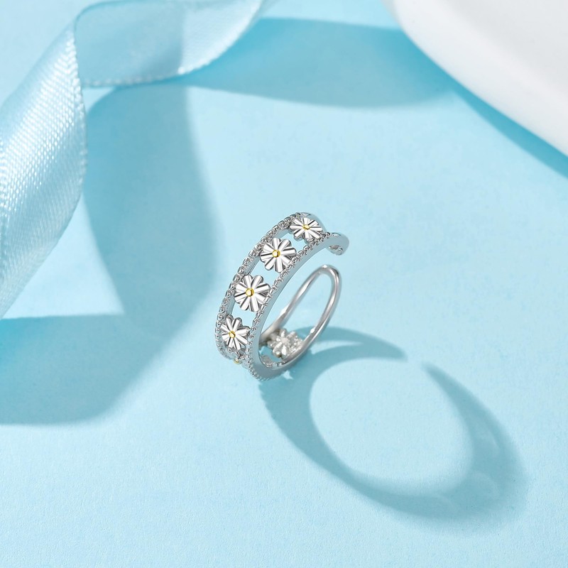 CUPENDA - Anillos de filigrana y margarita de plata de