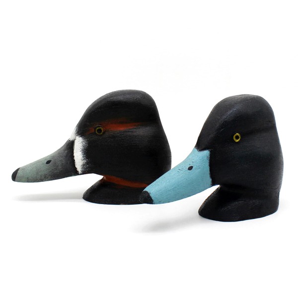 CVHOMEDECO. Primitives Hand Engraving and Painted Wood Duck Head Decor