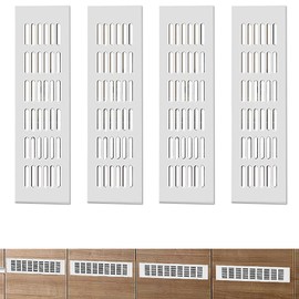 YUNYAN Aluminium Ventilation Grille 4 Pieces Ventilation Grille Web Plate Ventilation Aluminium Grille Ventilation Plate Silver 8 x 25 cm for Cupboards Shoe Cupboards Wardrobe Motorhome