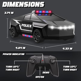 Innofans 1:22 Scale Remote Control Car, All Terrain RC Police Car Toys with 2.4 GHz Remote Control, Toy Trucks for Boys Aged 3 4 5 6 7, RC Cars Race with Lights, Birthday Gifts for Kids 8-12 (Black)