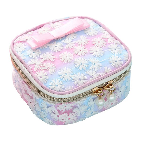 Exceart Sanitary Napkins Bag Sanitary Pouch Organizer Holder Embroidery Storage Bag for Outdoor Travel (Gradient Pink)