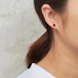 Philip Jones Sterling Silver Red Earrings Created with Zircondia® Crystals