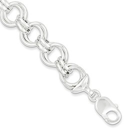 Solid 925 Sterling Silver Unique Link Bracelet - with Secure Lobster Lock Clasp 8.5" (Width = 11mm)
