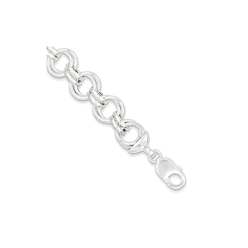 Solid 925 Sterling Silver Unique Link Bracelet - with Secure