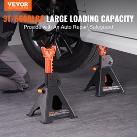 VEVOR Jack Stands, 3 Ton (6,000 lbs) Capacity Car Jack Stands, 10.8-16.3 inch Adjustable Height, for Lifting SUV, Pickup Truck, Car and UTV/ATV, Red, 1 Pair