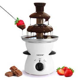 Nutrichef 3 Tier Chocolate Fondue Fountain - Electric Stainless Chocolate Dipping Warmer Machine - Warm & Melt Chocolate, Butter & Cheese - Great for Parties, Events & Weddings - Pot Capacity 16 OZ