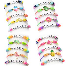 KELENO 20 Pcs Kids Bracelet for Girls Toddler Jewelry Luau Hawaiian Party Favors Friendship Bracelets Adjustable Pretend Play Goodie Bag Classroom Reward Beach Aloha Tropical Party Favors