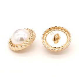 USOSOU 10mm 20Pcs Round Rotate Gold Metal Pearl Buttons for Clothing Vintage Women Coat Suit Blazer Handmade Decorations (Golden, 10mm-20pcs)