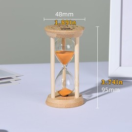 Mini Wooden Sand Timers,Bamboo Hourglass Sand Timers 2Min Sandglass Timer for Toothbrush Timer Games Classroom Home Office Cooking（Orange+2Min）
