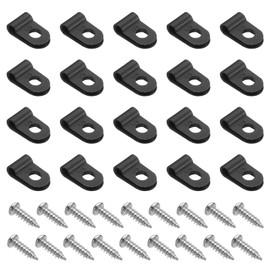 HARFINGTON 100pcs Cable Clamps 1/8 Inch R-Type Nylon Cable Clip Wire Clamp Rope Light Mounting Cord Fastener Clips with Screws for Wire Management, Black
