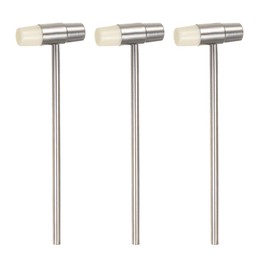 HARFINGTON 3pcs Double Face Small Plastic Metal Hammer 5" Round Dual Head Multifunctional Mallet with Soft/Hard Tips for Jewelry Watch Handcraft, White