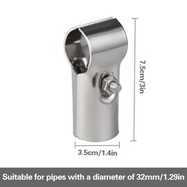 Pack of 6 End Rail T-Clamp Stainless Steel Fence Clamp with Screws and Nuts Galvanised Steel T-Clamp Diameter 32 mm