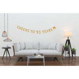 MAGJUCHE Gold glitter Cheers to 93 years banner,93th birthday party decorations