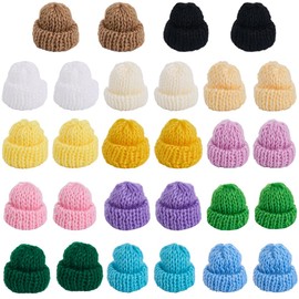 SUNNYCLUE 56Pcs 14 Colors Mini Knit Hats Mini Knitting Hats Mini Santa Hats Xmas Small Knitted Hat Tiny Craft Hat Miniature Hats for Christmas Ornaments DIY Art Crafts Hair Accessories Decoration