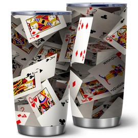 ATHAND 3D Playing Cards|20 OZ Stainless Steel Insulated Water Bottle|Funny Tumbler for Party|Poker Tumbler