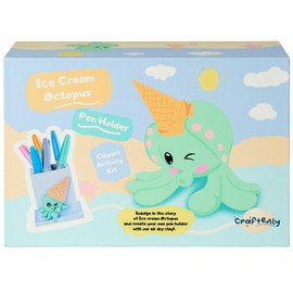 CRAFTENLY Kids Craft Fun Box - Air Dry Modelling Clay - Ice Cream Octopus Theme - for Ages 5 to 11 Years - Creative Activity Kit for Kids - Ideal for Gift, Gifting - Pen Holder Included