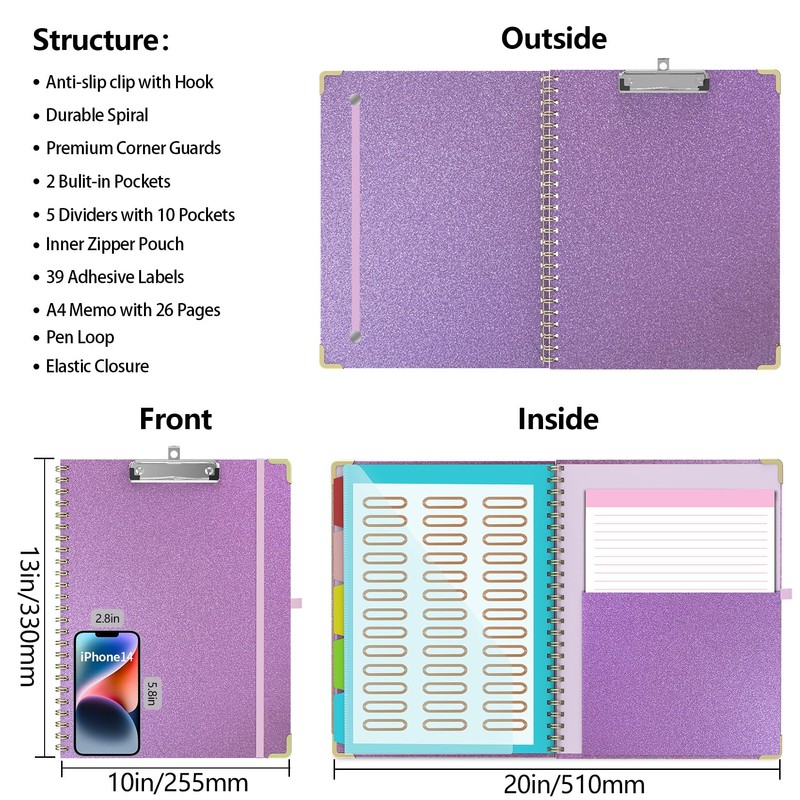 Clipboard Folio with Storage Clipboards Padfolio Notebook for Letter Size