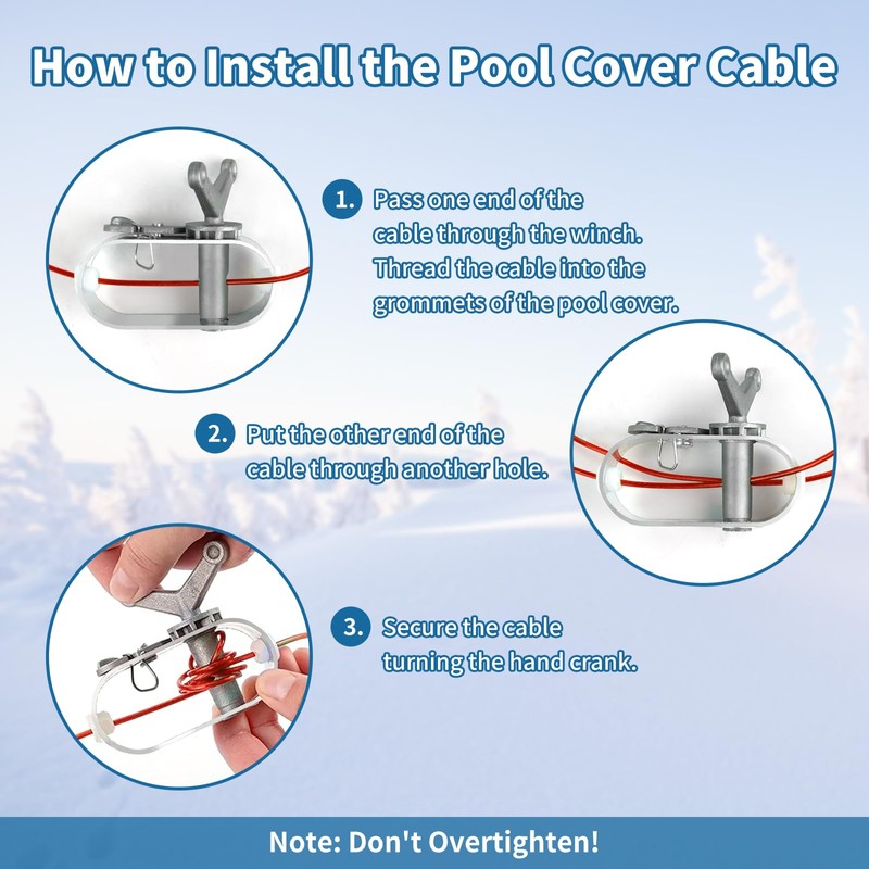 100ft Pool Cover Cable & 2 Winch Suitable for Above