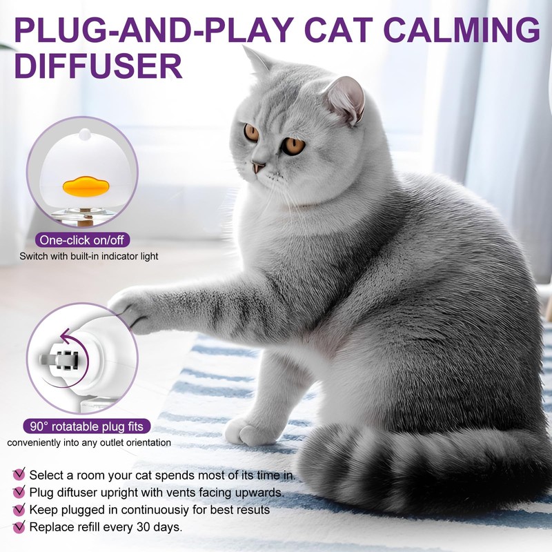 SilaiteWP Calming Pheromone Diffuser for Cats Relieves Anxiety and Stress