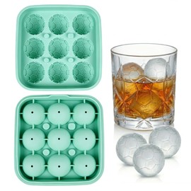 3D Soccer Ball Silicone Ice Mold, 9 Cavity Sphere Tray, 1 Piece