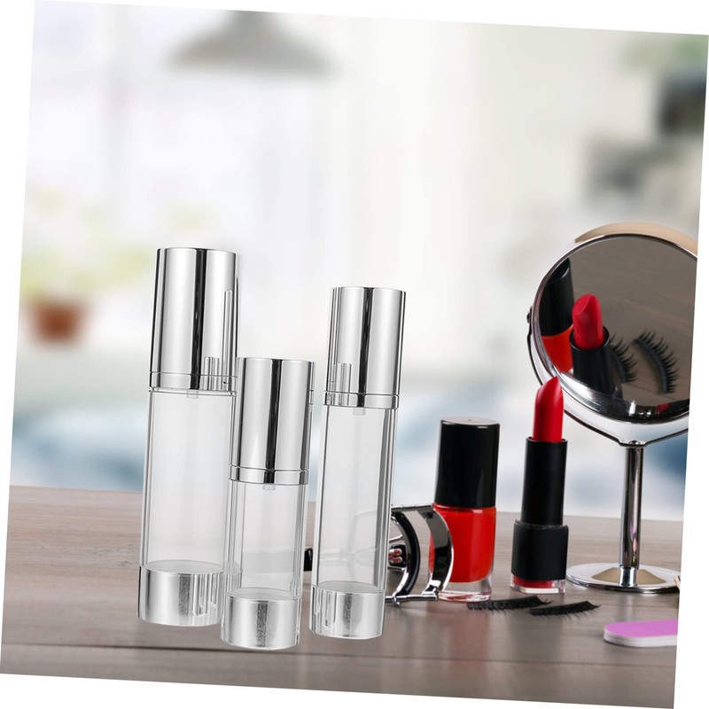OATIPHO 3Pcs Travel Airless Lotion Pump Bottles Portable Cosmetic Containers