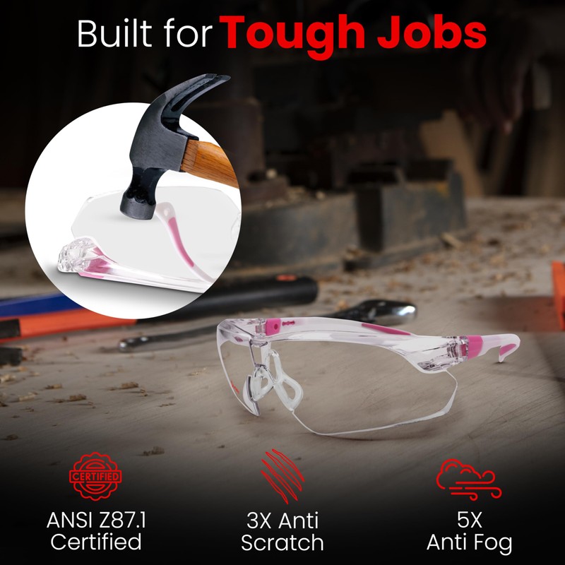 Safety Glasses – ANSI Z87 Certified, 5X Anti-Fog ClearShield™ Lenses