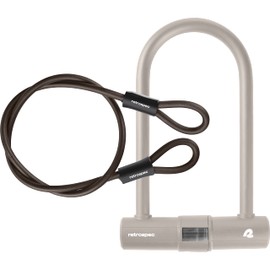 Retrospec Lookout Bike Lock with 14mm Hardened Steel U-Lock & 4ft Security Cable - Anti-Theft Protection for Mountain Bikes & eBikes