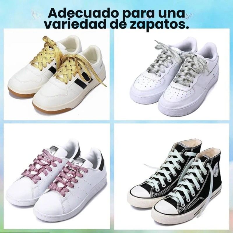 Agujetas Planas Glitter Cordones Zapato Tenis Brillo 5 Pares