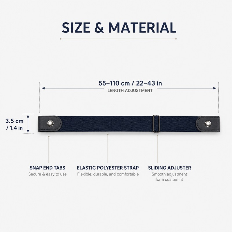 2-Pack No-Buckle Elastic Belts for Men & Women, Adjustable 1.38-Inch