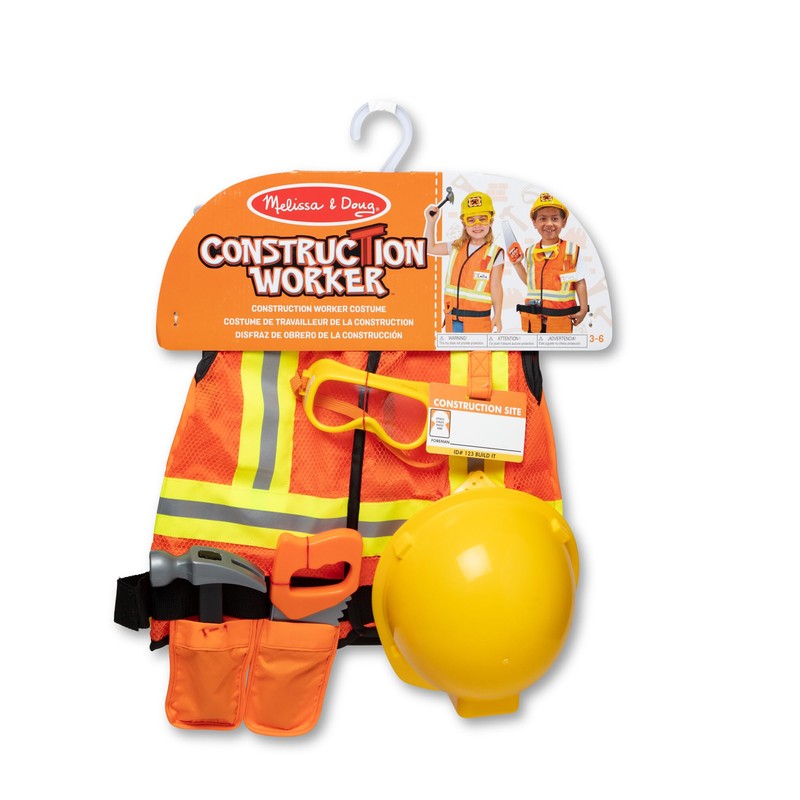 Melissa & Doug Construction Worker Role Play Costume Dress-Up Set