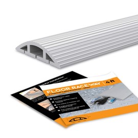 10-Foot Cord Cover - Floor Cable Management Kit for Indoor or Outdoor Use - 3-Channel Cable Raceway for Sidewalks or Walkways by Simple Cord (Gray)