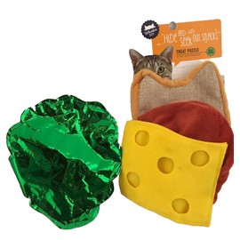 Whisker City Cat Toy Treat Puzzle with Catnip. 5 x 5 Inches Square Toy/Crinkles.