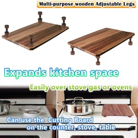 ANFU Adjustable Walnut Cutting Board Feet, Non-slip Legs to Elevate and Skid-Proof Chopping Board Flat Countertop, Butcher Block Feets (Not included Boards)
