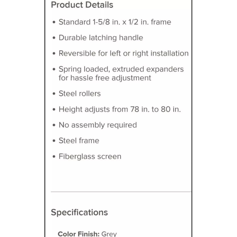 Ritescreen Adjustable Patio Screen Door' Bronze' 36X78 In.