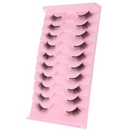 Gjinxi Half Lashes Natural Look False Eyelashes Wispy Cat Eye Lashes Look Like Extensions 3D Curly Soft 15MM Fluffy Faux Mink Lashes 10 Pairs