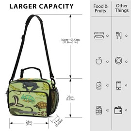 Glaphy Snakes Lizard Chameleon and Turtle Animal Lunch Bag, Cooler Lunch Tote Box Insulated Lunch Bags Food Container for Men Women Kids