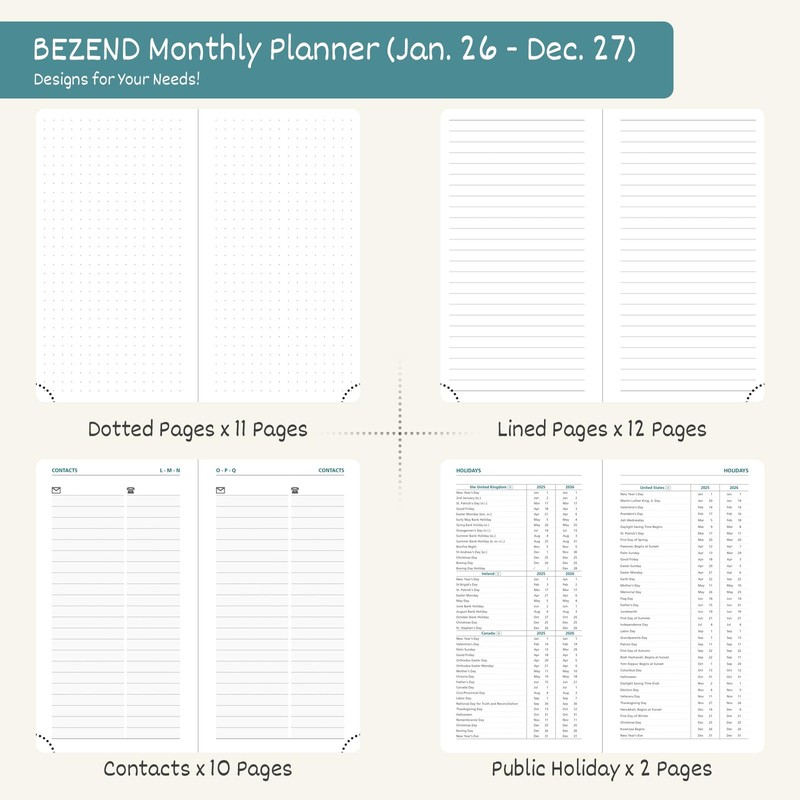 BEZEND Monthly Planner 2026-2027, 2 Year Agenda, Pocket Calendar Book