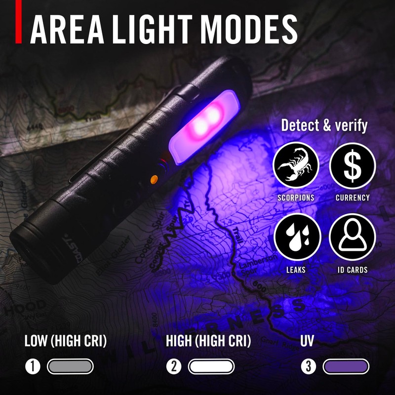 Coast KL30R 500 Lumen Rechargeable LED Pocket Flashlight with UV