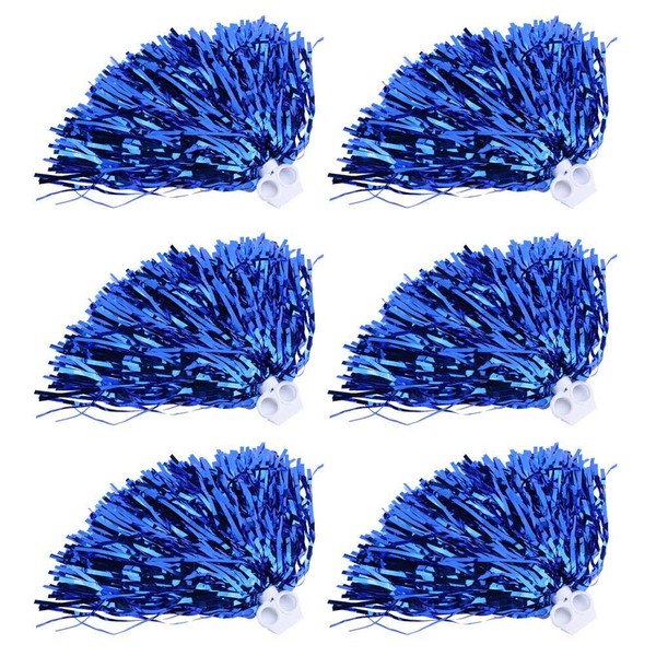 Pompoms Cheer 6 Pcs 7 Colors Cheerleader Pom Poms Cheer Team Durable Ultralight Reusable Stage Performance Sport Dance Support (Blue)