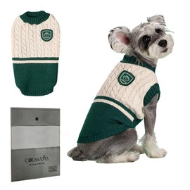 COOHAMS Small Dog Sweater, Winter Knitted Sweatshirt for Pets & Kittens, Puppy Clothes for Chihuahua, Dachshund, Yorkie(Winter, School Green, XLarge)