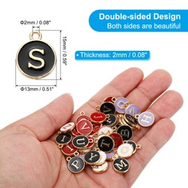 PATIKIL Letter Charm S, 60Pcs Double Sided Alphabet Initial Charm Pendants Beads Enamel Charm for Bracelet Necklace Earring DIY Jewelry Making, Black