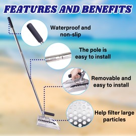 Sand Scoop for Metal Detecting, Heavy Duty Stainless Steel Sand Scoop with Long Handle,Includes 1* Folding Shovel,One Pair of Gloves