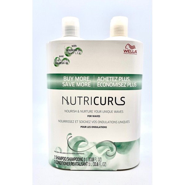 Wella Nutricurls for Waves and Curls Hair Shampoo + Conditioner Liter Duo Set