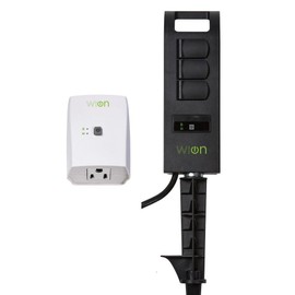 Woods WiOn 50063 Smart Plug-In Indoor and Outdoor Wi-Fi Switch and Yard Stake Bundle, 1 Grounded Outlet and 3 Grounded Outlets