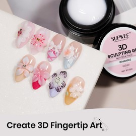 SUPWEE 3D Nail Sculpting Gel for Nails Art, White Non-Sticky Hard Solid Molding Nails for Extension Carving Home DIY Manicure with Nail Art Pen DIY at home