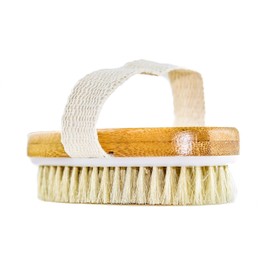 Hand Size Dry Brushing Body Brush - Face, Foot, Leg Exfoliator - Skin Tightening Cellulite Massager for Thighs - Natural Bristle Scrubber for Exfoliating Dead Skin & Lymphatic Drainage